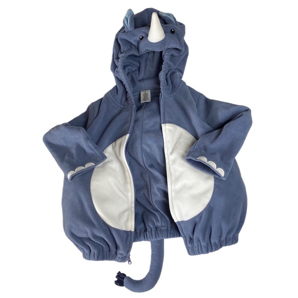 CARTER’S Baby Full Zip Rhino Jacket/Costume with Trunk and Tail Size 18 months - Picture 5 of 8
